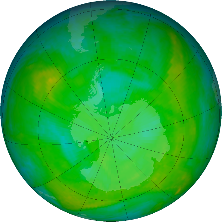 Antarctic ozone map for 12 December 2002